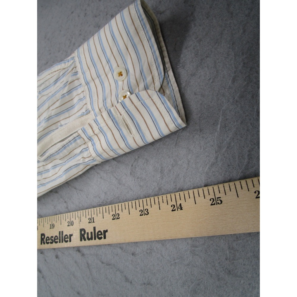 Universal Works Mens Striped Button Down Shirt Blue Brown Cotton Size M 33555 - Picture 11 of 12